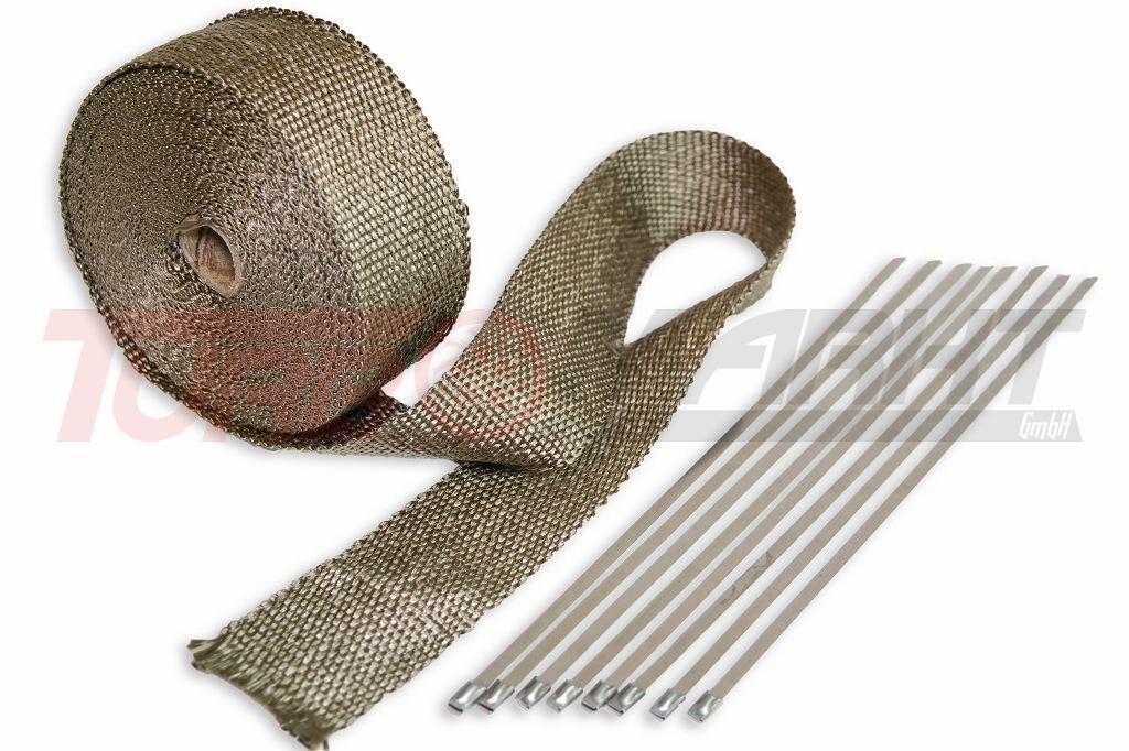 10 Kabelbinder *** Heat Wrap Krümmer 30m Titan Hitzeschutzband 50mm 1400°C